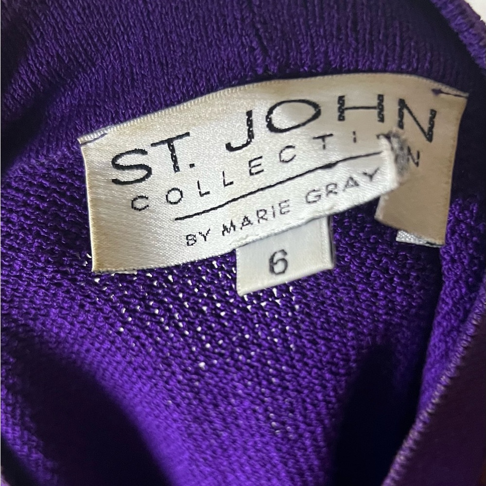 Vintage St. John Abstract Santana knit satin cardigan size 6 - Picture 5 of 5